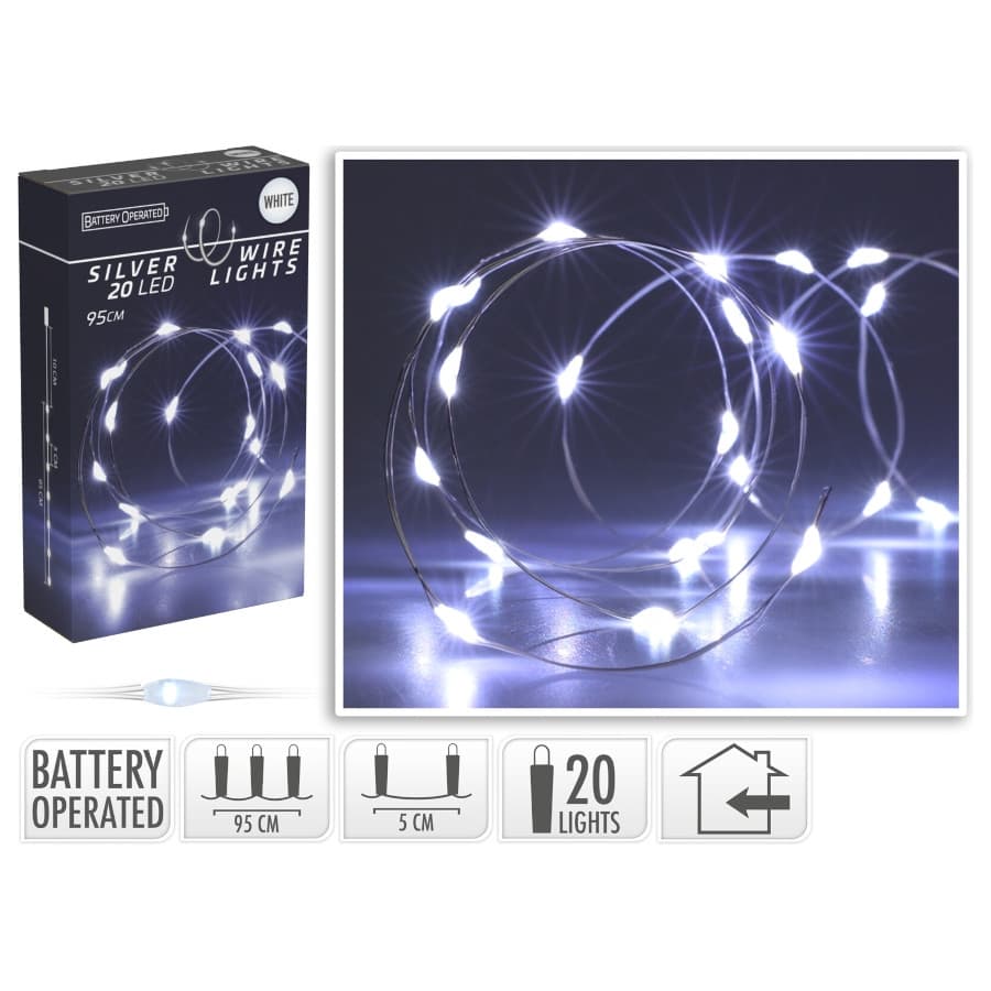 Коледни лампички 20 LED бели светлини