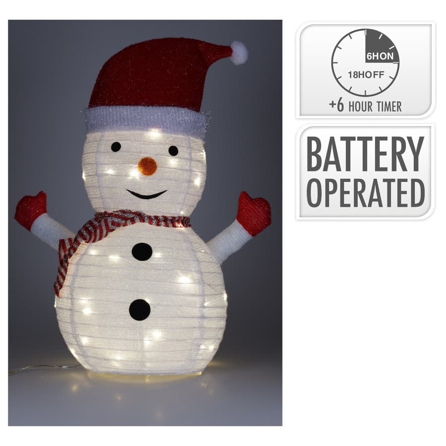 Коледен светещ 3D снежен човек с LED светлини 58x34x68 см