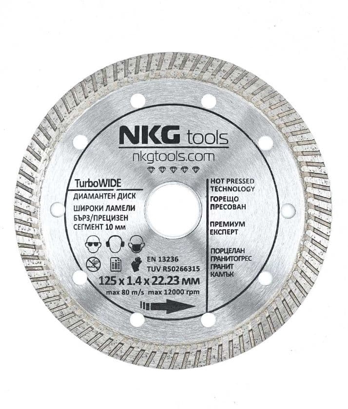 Диамантен диск за гранитогрес и порцелан NKG tools TurboWIDE 125х1,4х22,23 мм