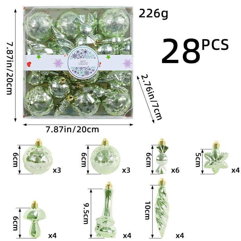 Комплект коледни играчки R2-21 / 20х20х7 см 28 броя