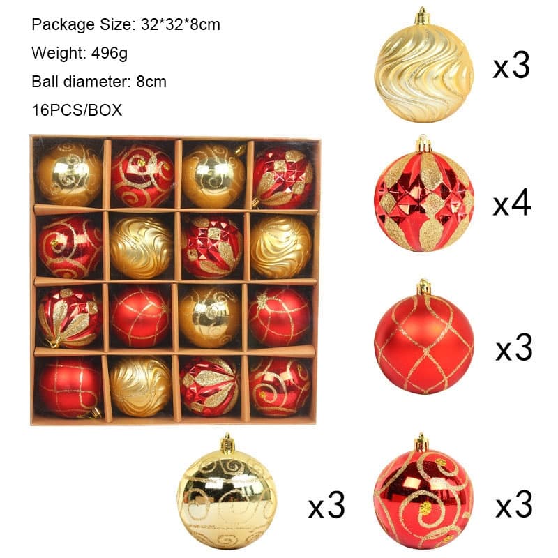 Комплект коледни топки R2-29 / 32х32х8 см 16 броя
