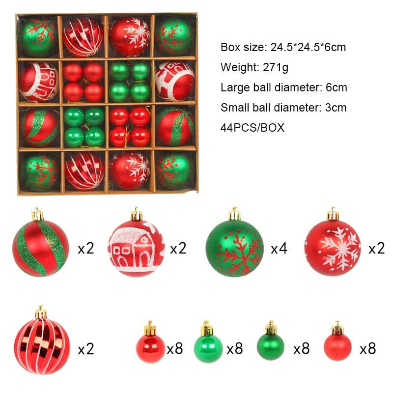 Комплект коледни топки R2-3 / 24,5х24,5х6 см 44 броя