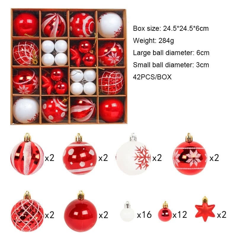 Комплект коледни топки R2-7 / 24,5х24,5х6 см 42 броя