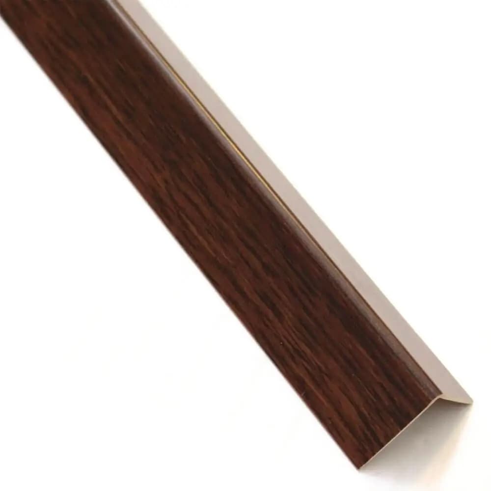 PVC самозалепящ ъглов профил 100x1,1x1,1 см тъмно дърво