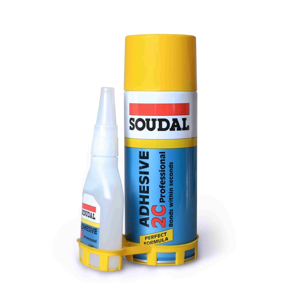 Двукомпонентно цианоакрилно лепило + спрей Soudal 100/400мл