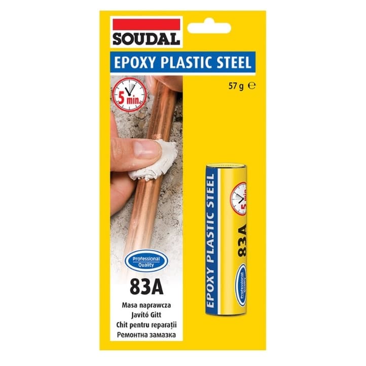 Двукомпонентен пластелин Soudal Epoxy Plastic Steel 83A 