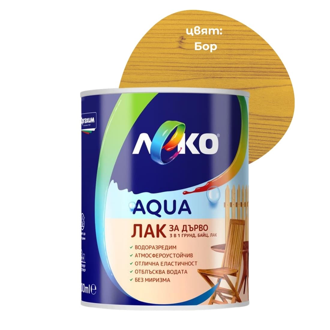 Лак за дърво 3 в 1 Леко Aqua Бор 600мл