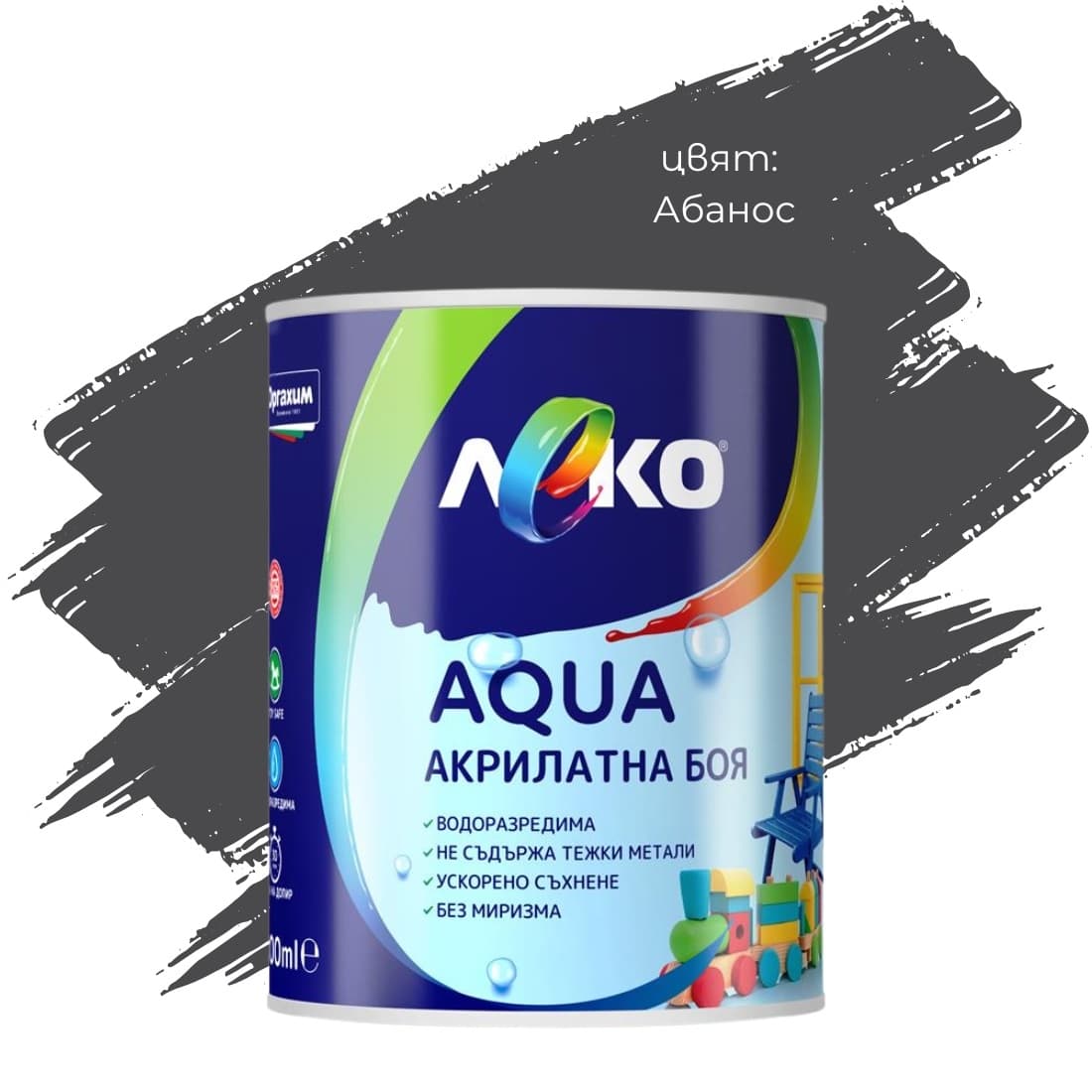 Акрилатна боя Леко Aqua сатен Абанос 600мл