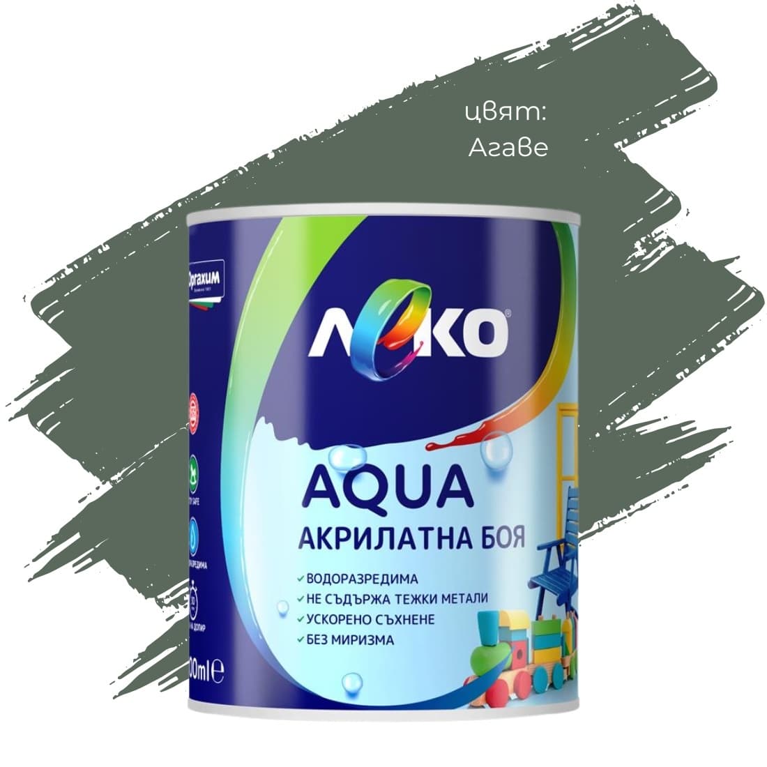 Акрилатна боя Леко Aqua сатен Агаве 600мл