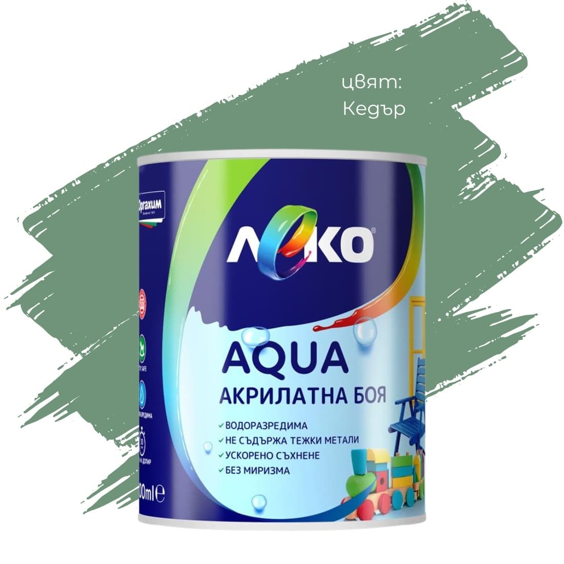 Акрилатна боя Леко Aqua сатен Кедър 600мл