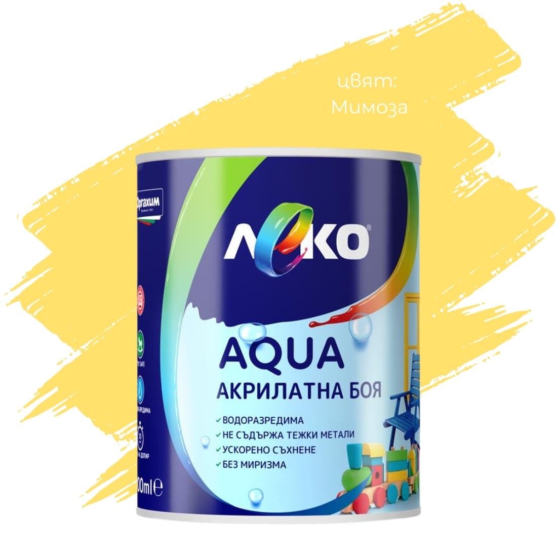Акрилатна боя Леко Aqua сатен Мимоза 600мл