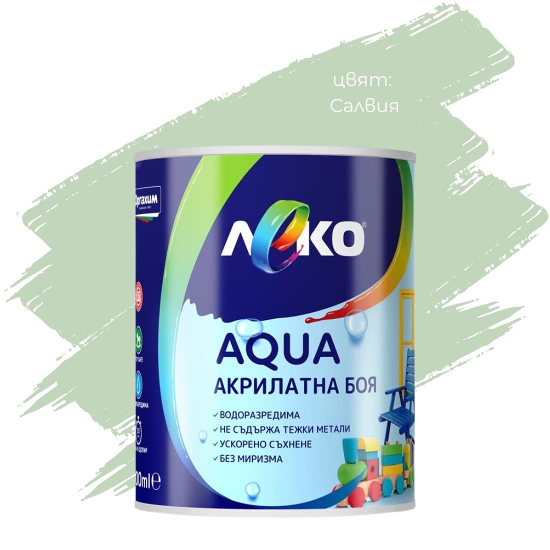 Акрилатна боя Леко Aqua сатен Салвия 600мл