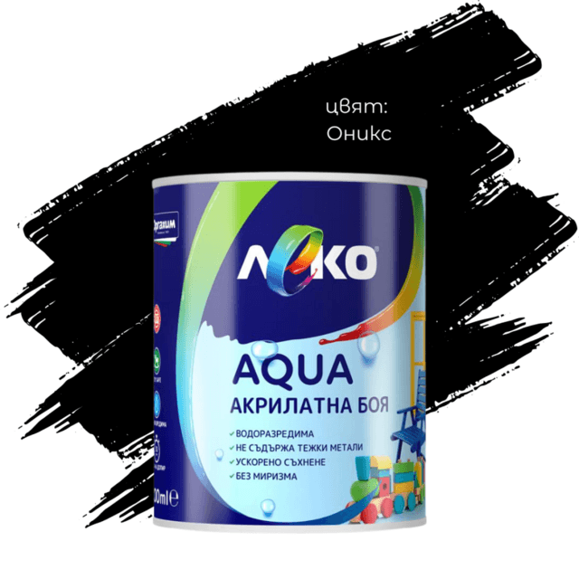 Акрилатна боя Леко Aqua сатен Оникс 600мл