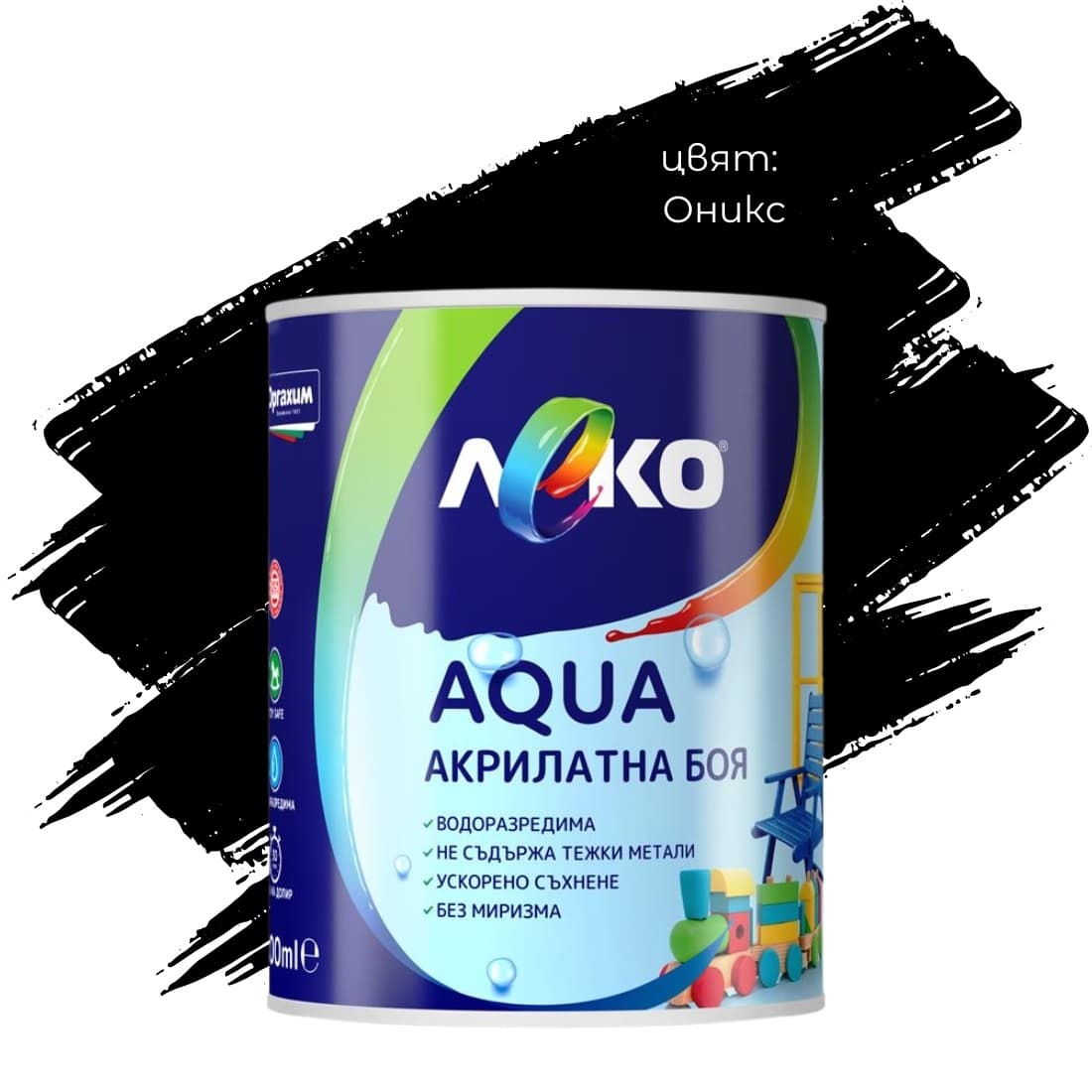 Акрилатна боя Леко Aqua гланц Оникс 600мл