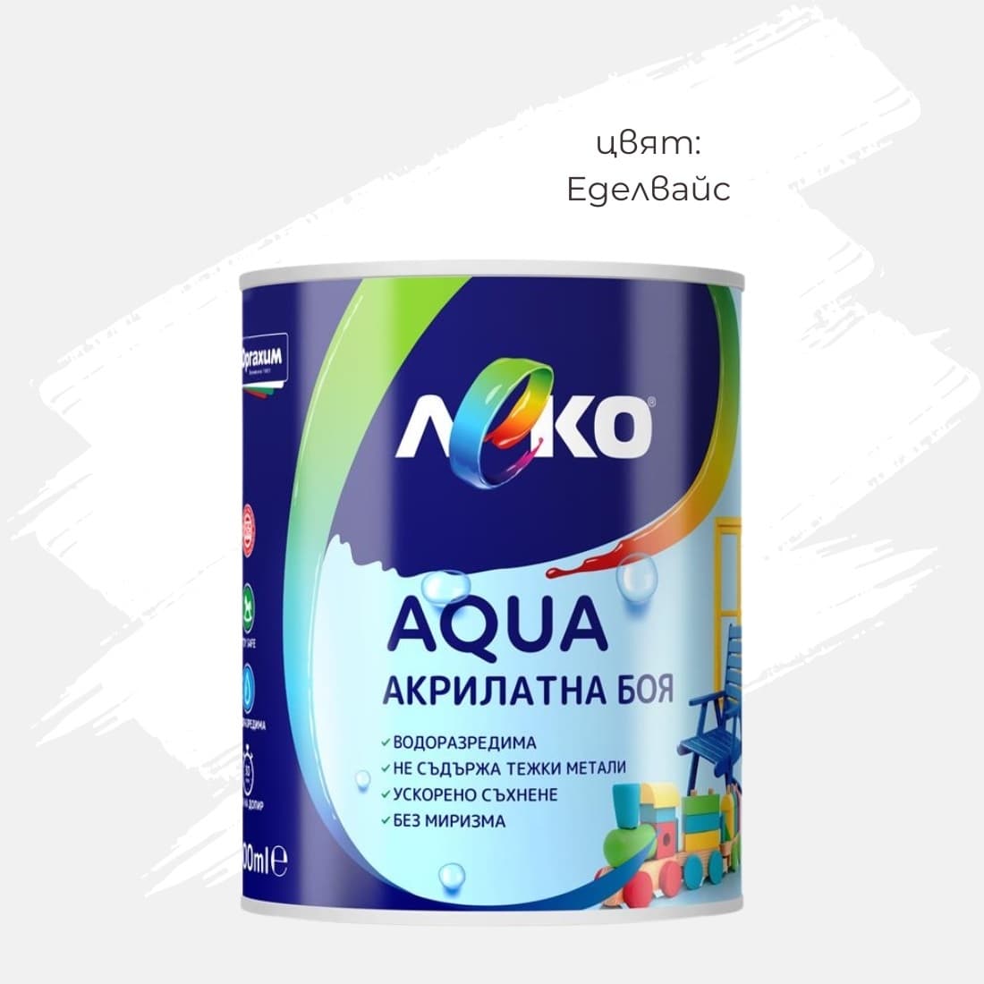 Акрилатна боя Леко Aqua гланц Еделвайс 600мл
