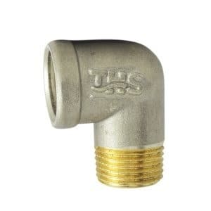 Никелиран фитинг - нипел-коляно Ths Thermostyle 3/8'' МЖ месинг тежък модел