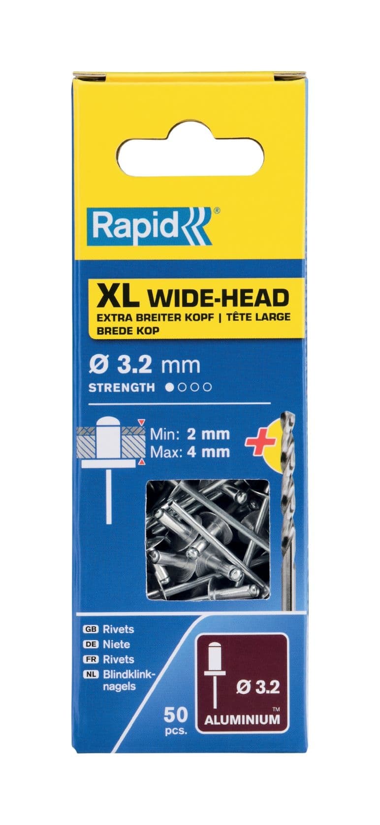 Поп нитове Rapid XL ø3,2 х 8мм 50 броя + свредло
