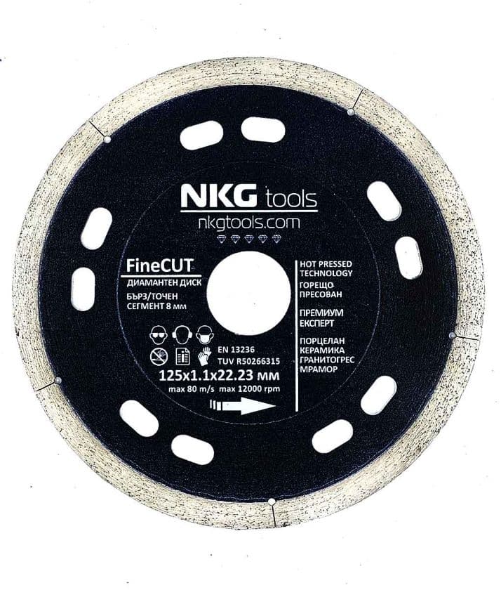 Диамантен диск за порцелан и гранитогрес NKG tools FineCut 125x22,23x1,1мм