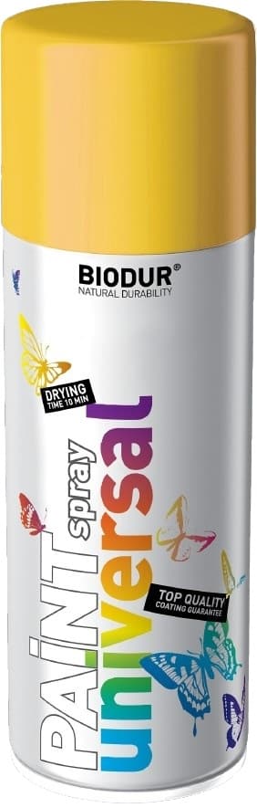 Цветен спрей Helios Biodur Universal RAL 1023 трафик жълт 400мл