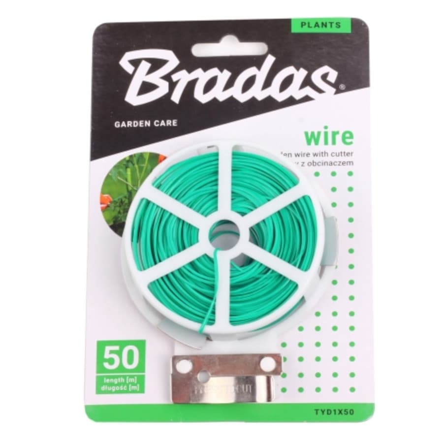 Градинска тел с резец и PVC покритие Bradas 50м
