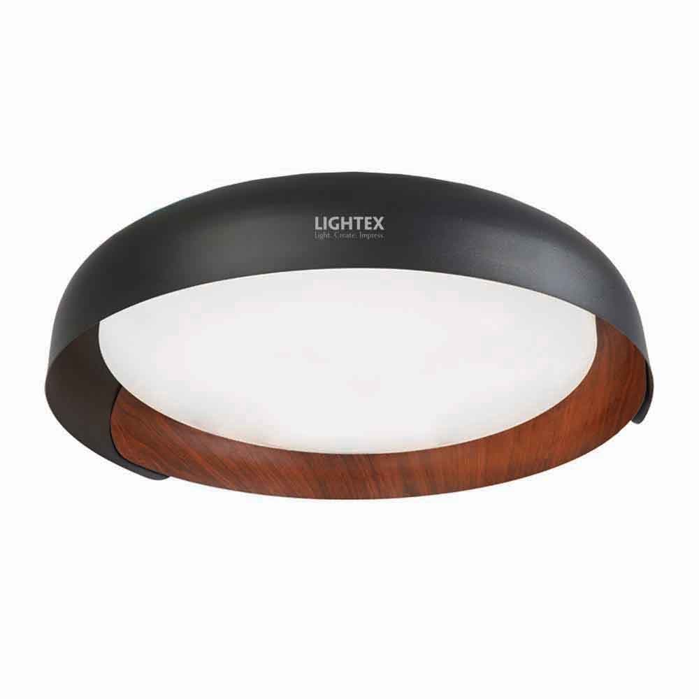 LED плафон Lightex Cabana 24W 3000K-4000K-6000K ø460х80 мм черен + дървесен