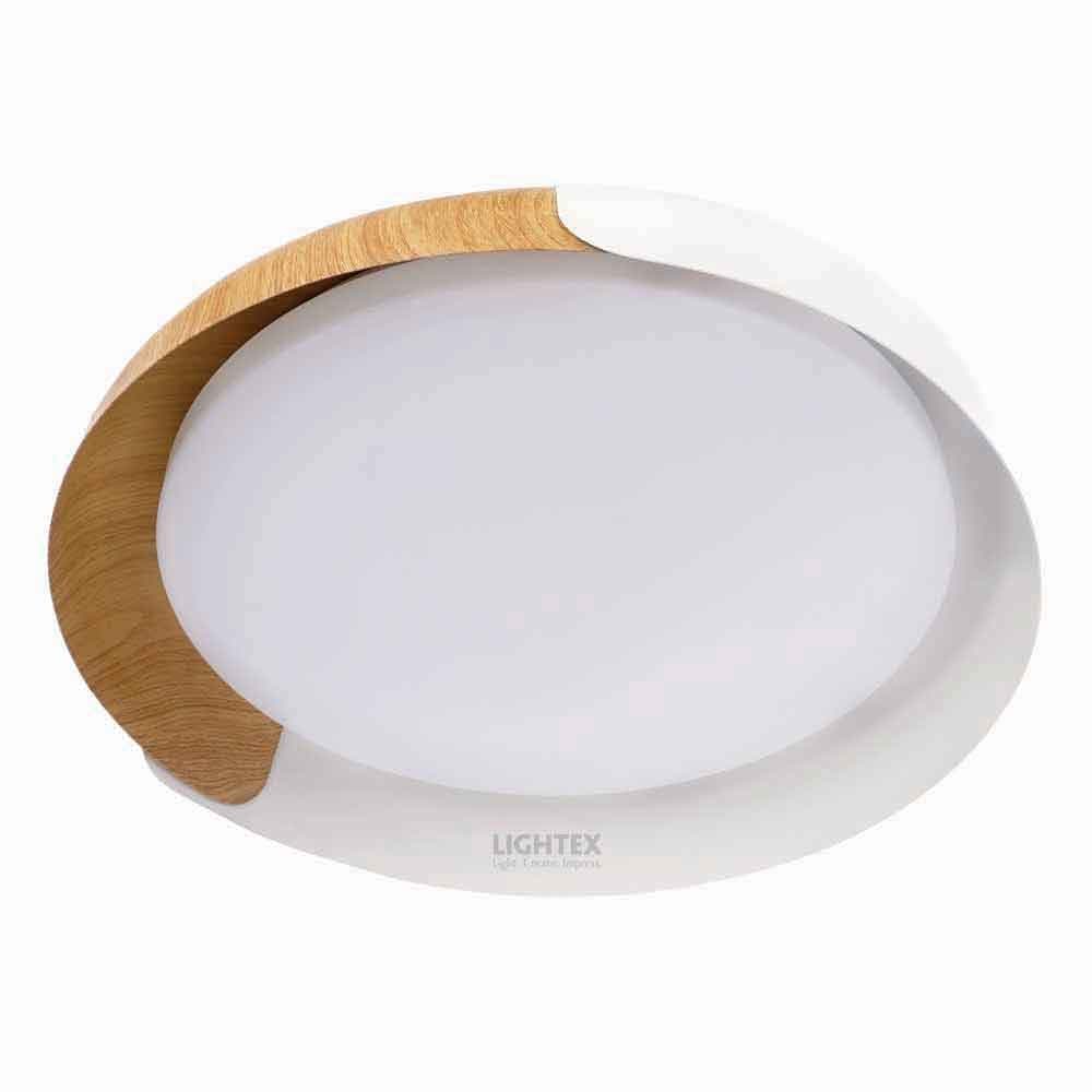 LED плафон Lightex Cabana 24W 3000K-4000K-6000K ø460х80 мм бял + дървесен