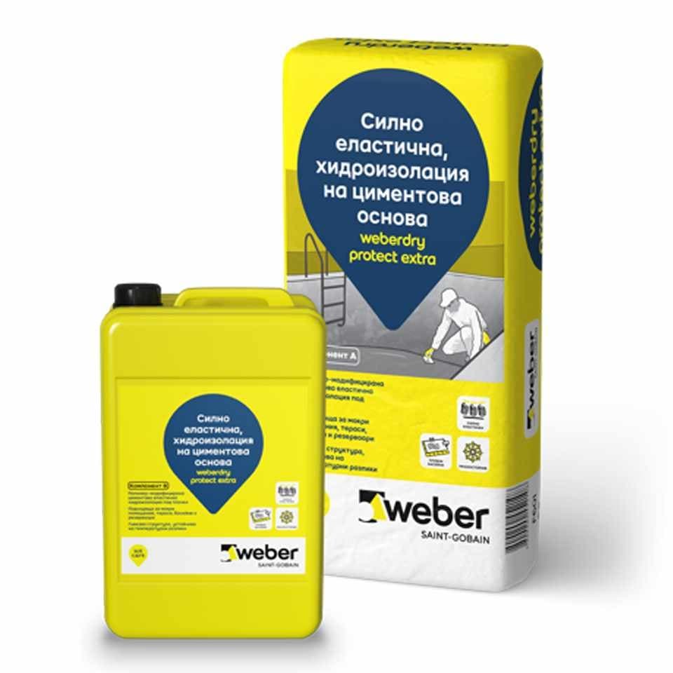 Двукомпонентна силно еластична хидроизолация WeberDry Protect Extra 35кг