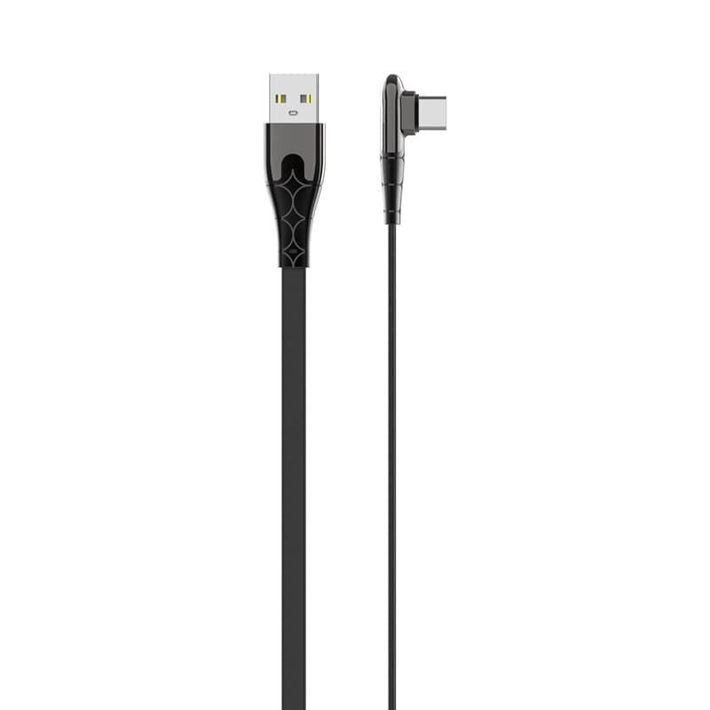 Ъглов кабел за зареждане и данни LS582 USB-A / Type-C сив 2 м