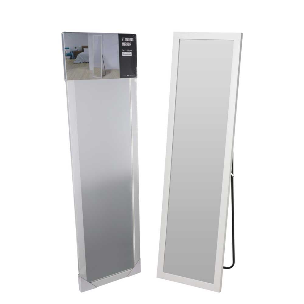 Стоящо огледало MDF 36x126см бяла рамка