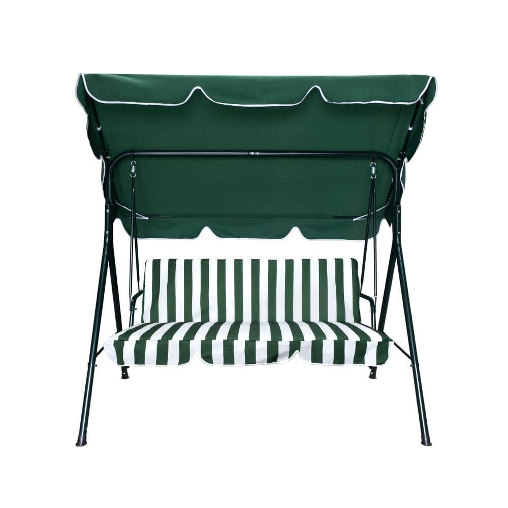 Градинска 3-местна люлка My Garden TLS001 Greenwhite stripe бяло и зелено райе