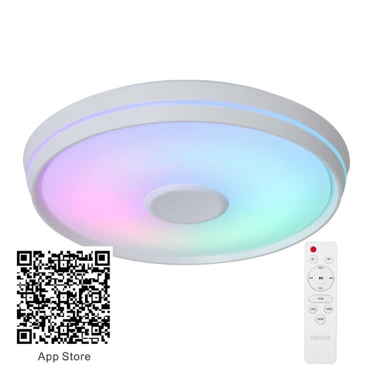 LED музикален плафон с дистанционно Lightex 50W 3CCT+RGB 