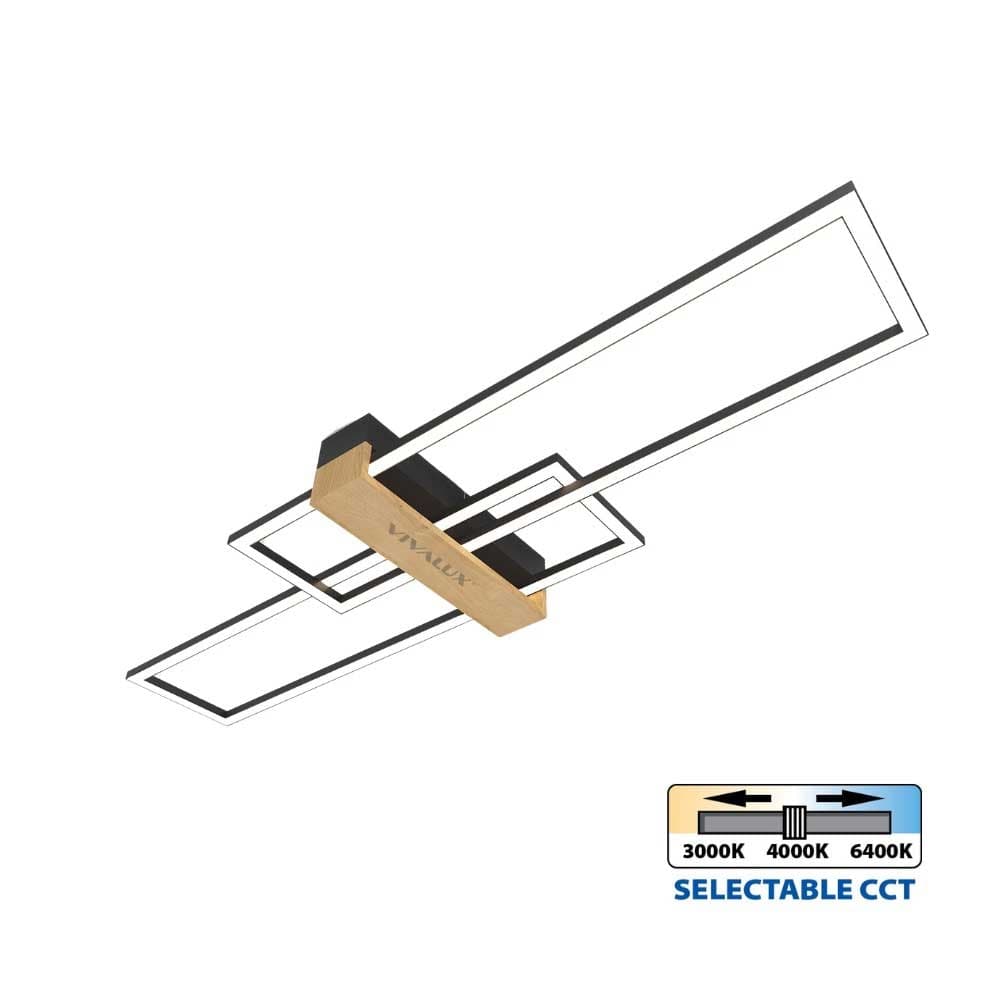 LED полилей Vivalux  Lucas 30W CCT черно/дърво