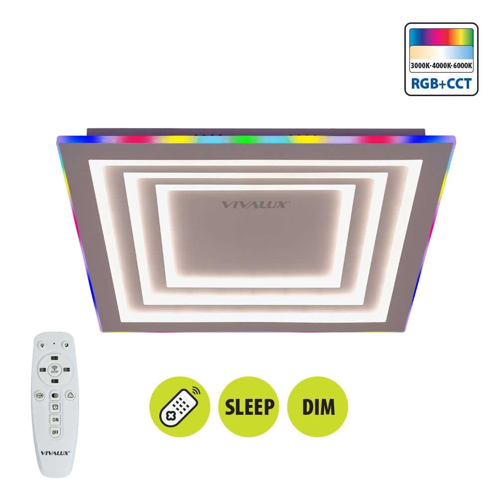 LED плафон с дистанционно Vivalux Dakota 102W RGB 3000-6000K бял