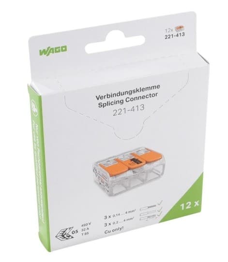 Oтваряема бърза връзка Wago 3 х 0,2 - 4 мм² / 12 броя