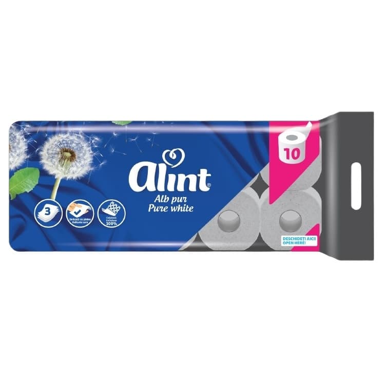 Тоалетна хартия Alint Pure White трипластова 10 броя