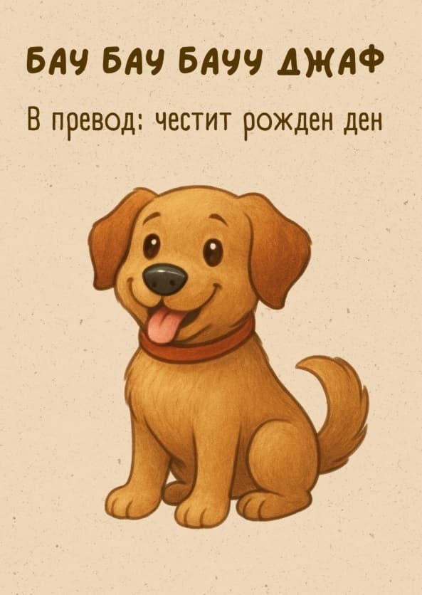 Картичка Бау бау джаф джаф