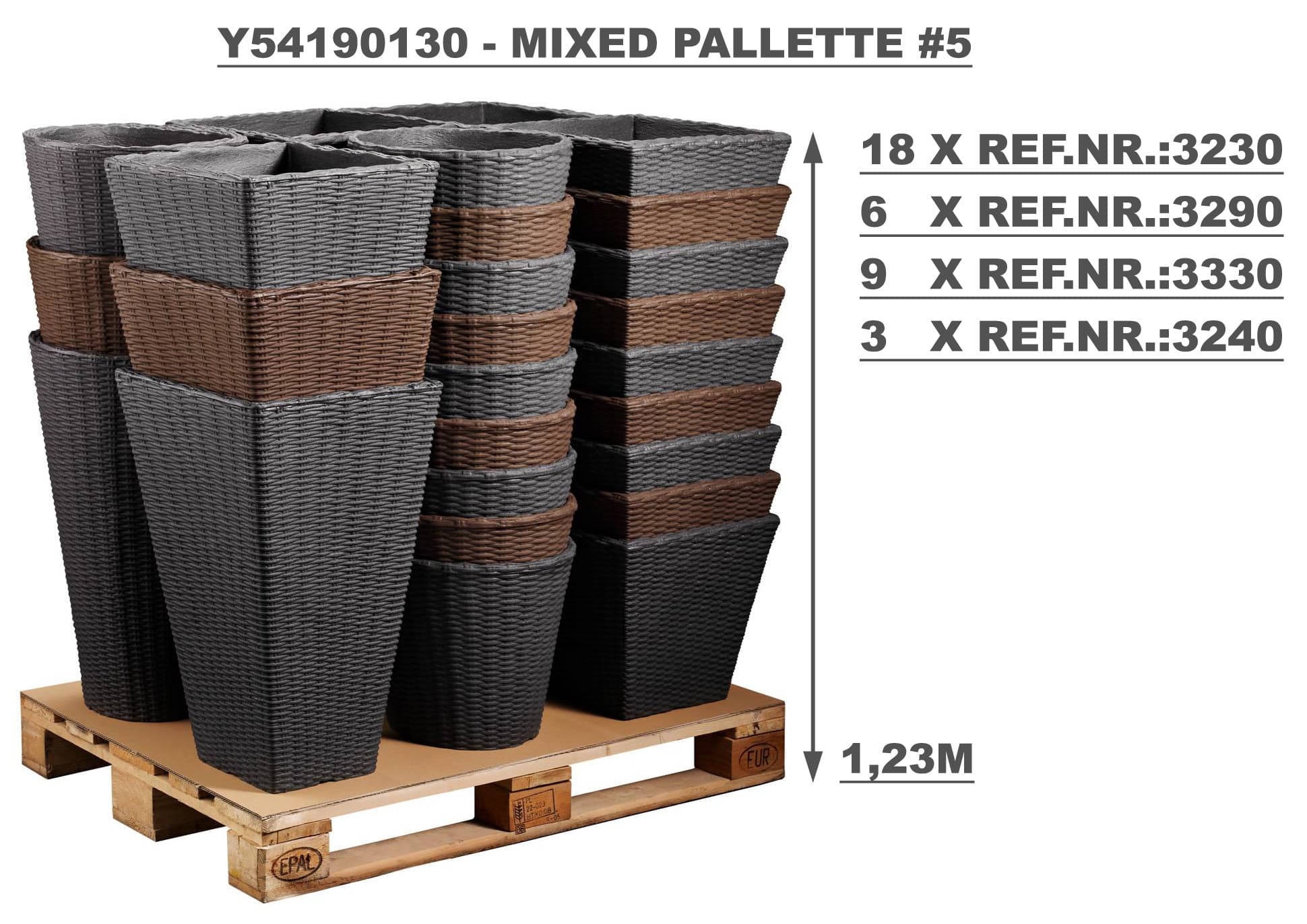 Кашпа PVC ратан 3230 / 38x38x36см