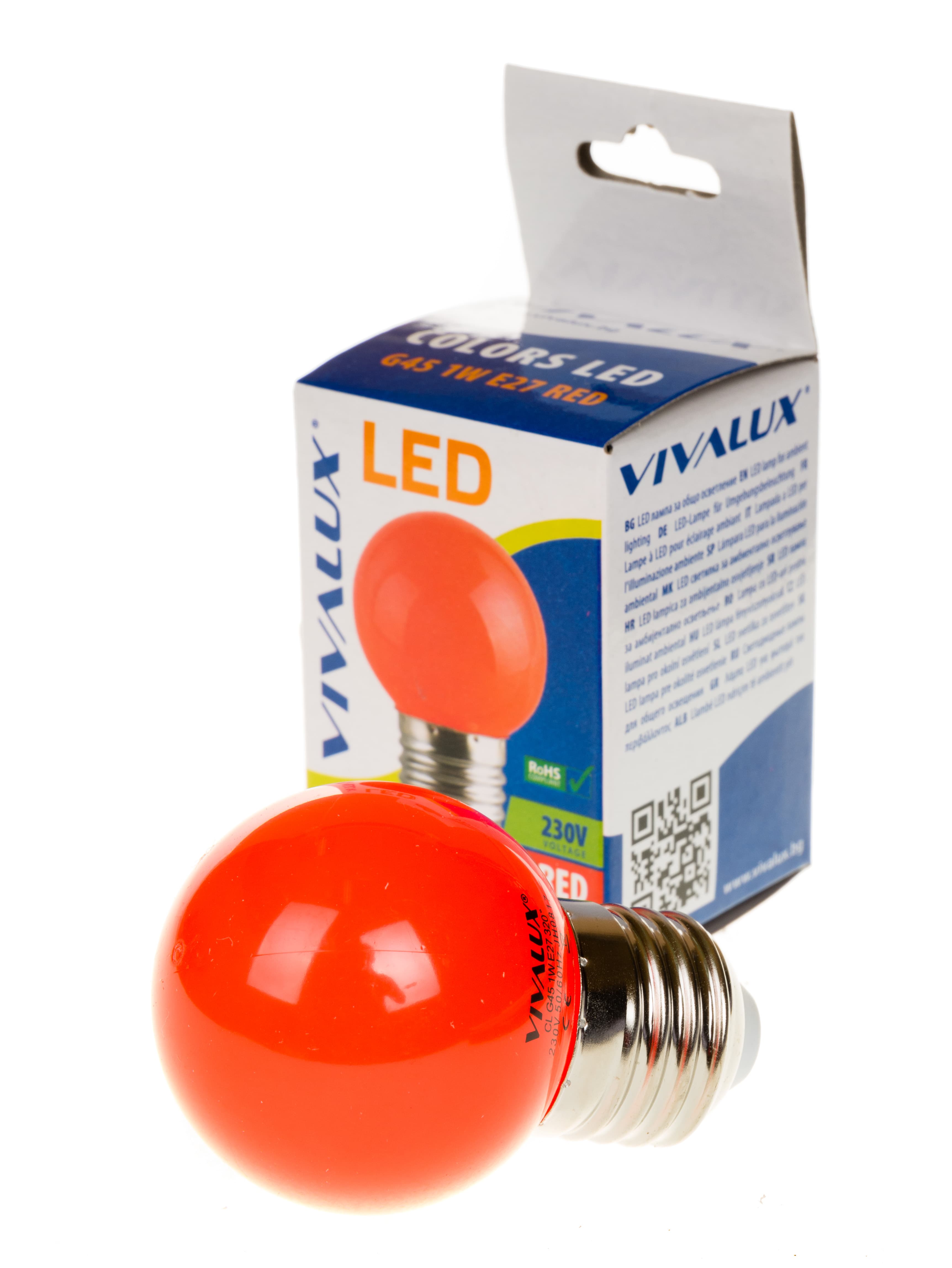 LED крушка Vivalux E27 1W червена