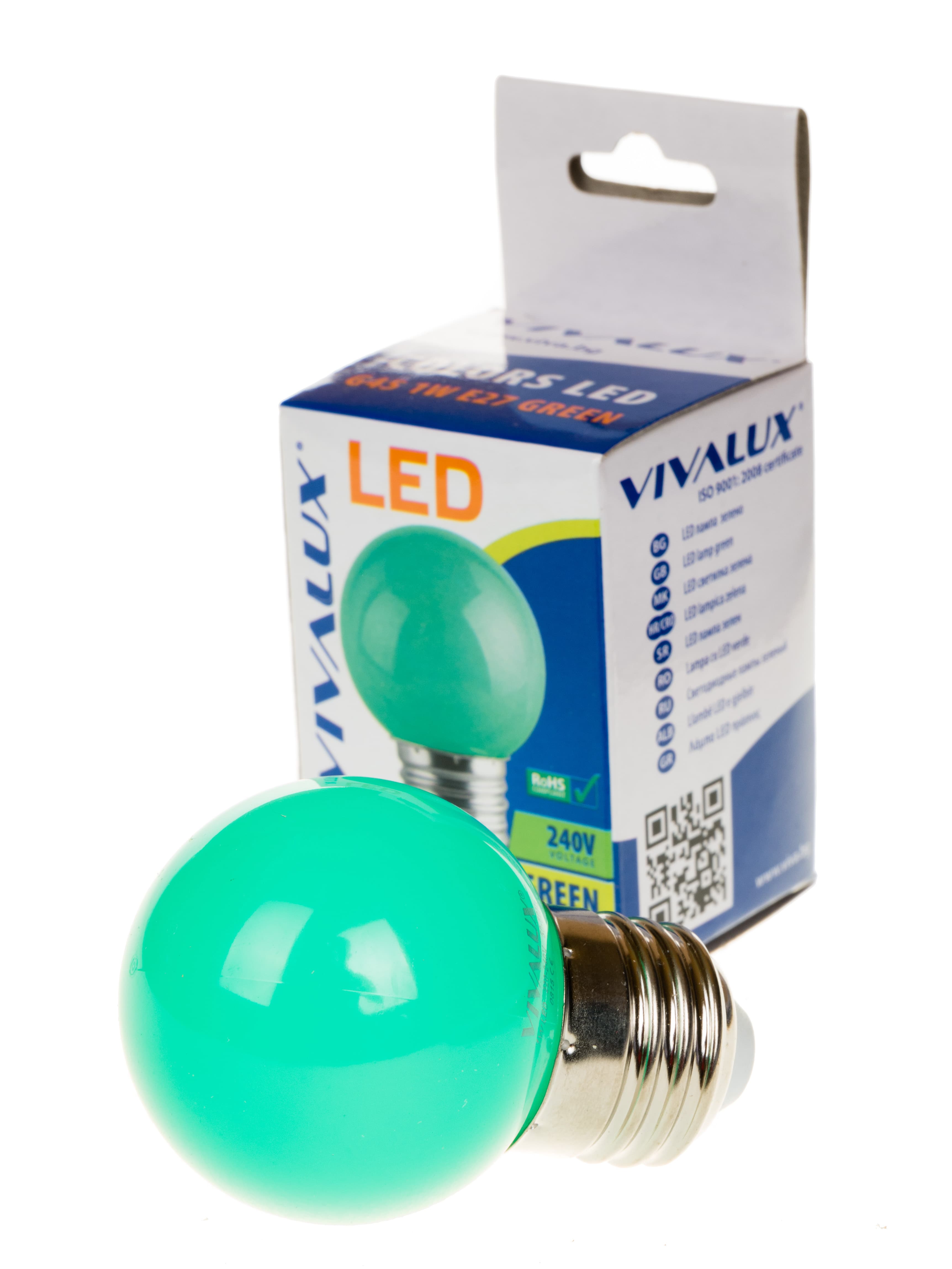 LED крушка Vivalux E27 1W зелена