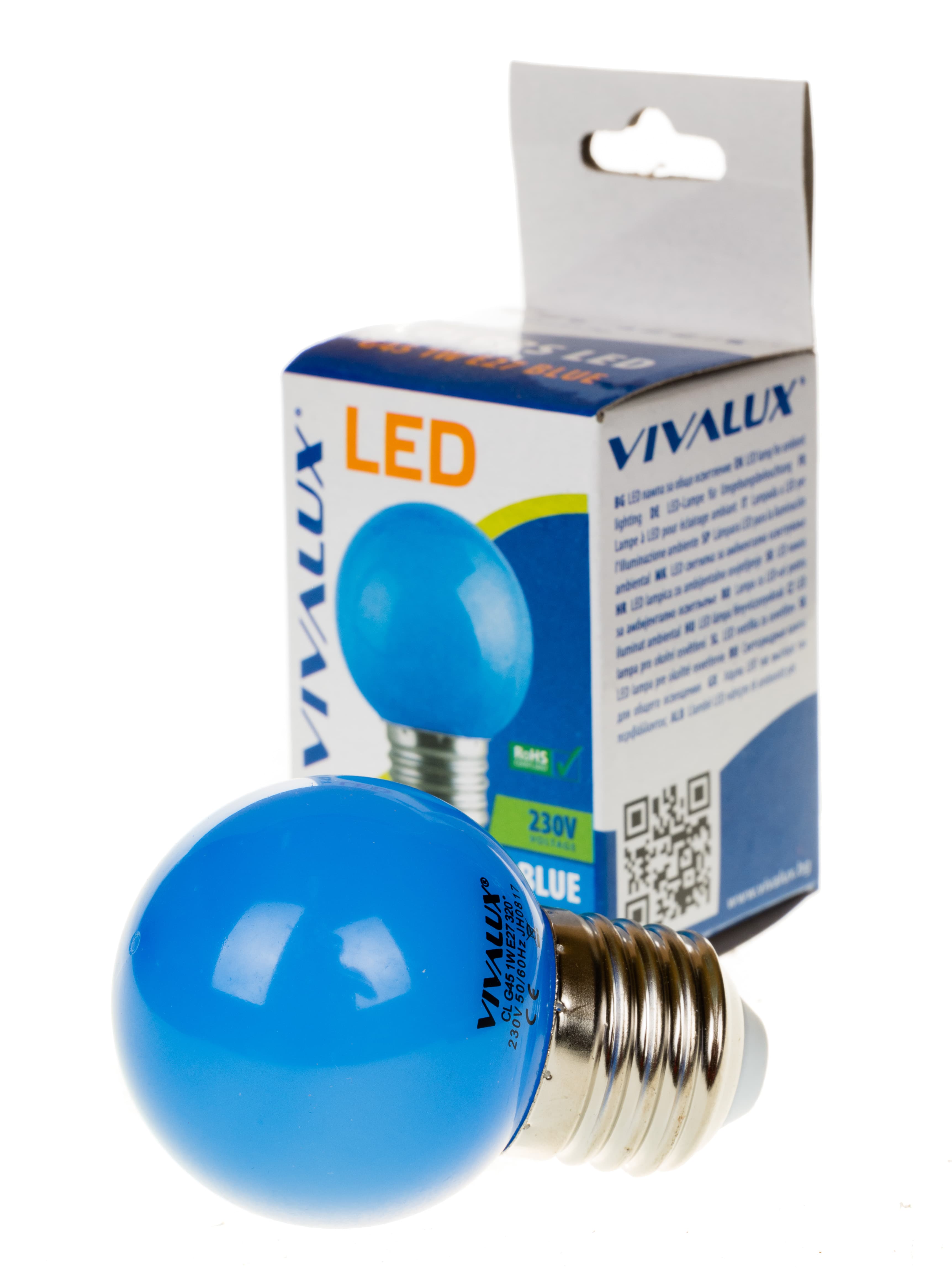 LED крушка Vivalux E27 1W синя