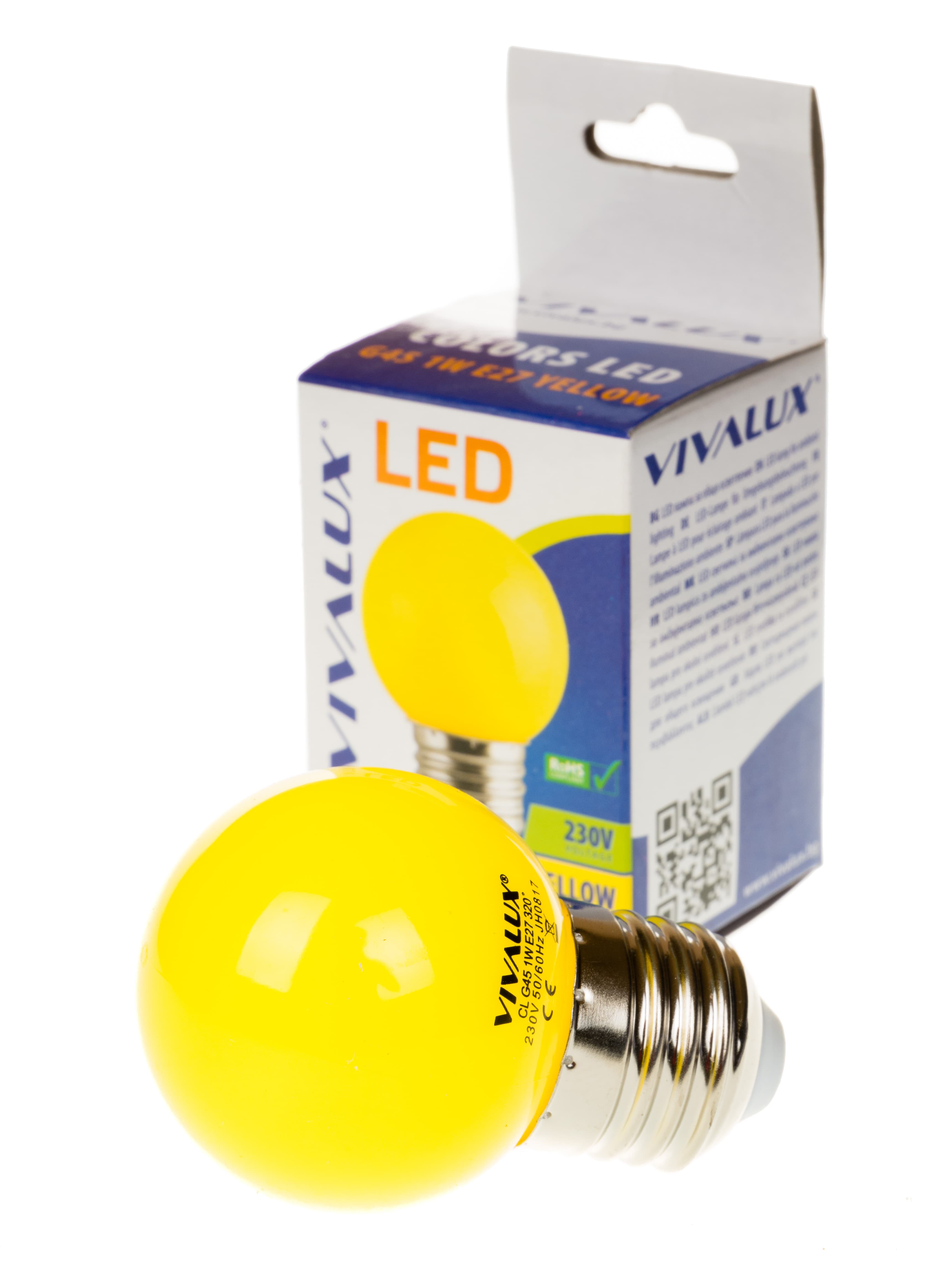 LED крушка Vivalux E27 1W жълта