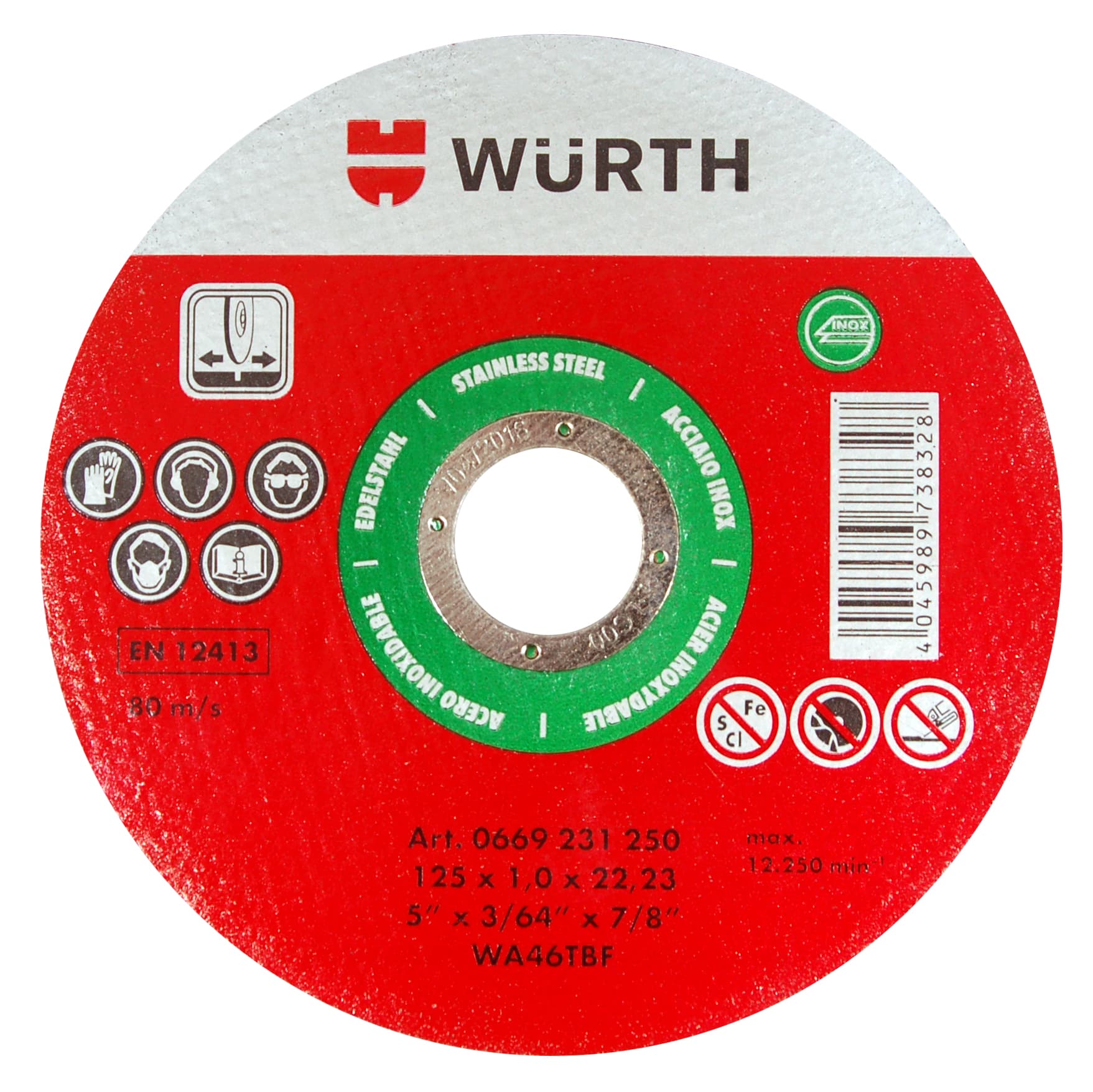 Диск за рязане Würth Red Line St/A2 / ф115x1мм