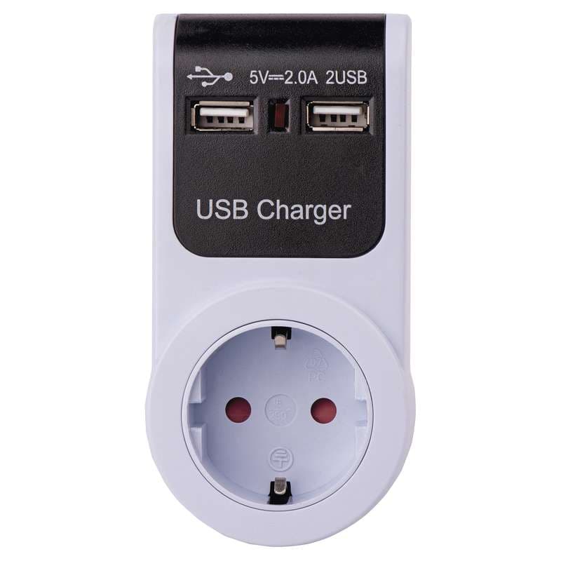 Контакт с 2xUSB зарядно P0019 бял