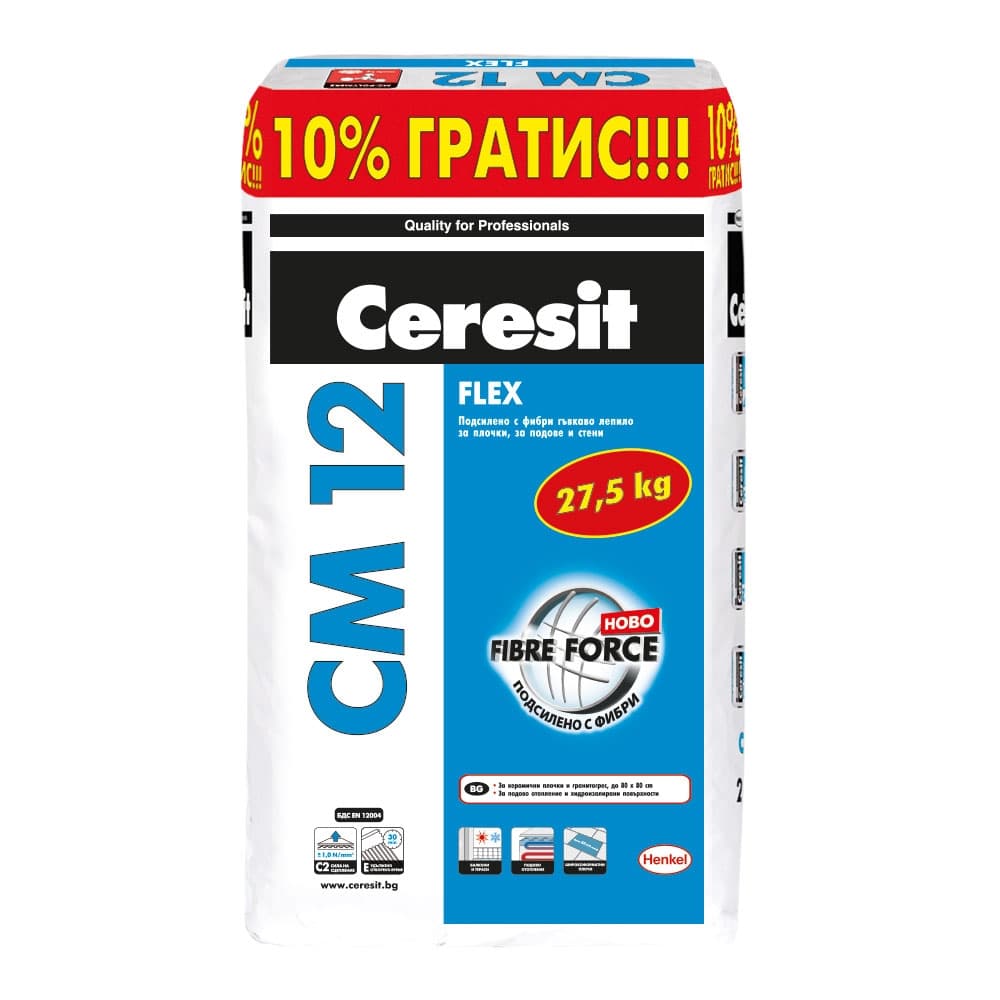 Еластично лепило за плочки Ceresit CM 12 / 27.5кг