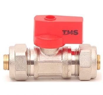 Мини кран с адаптор и червена ръкохватка Ths Thermostyle ø16 х ø16мм