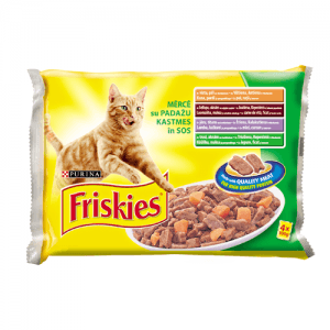 Пауч за котки FRISKIES с говеждо и дроб 4х100 гр.