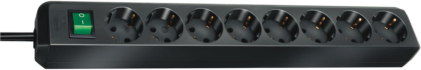 Разклонител Eco Line с 8 контакта и ключ / 3м черен
