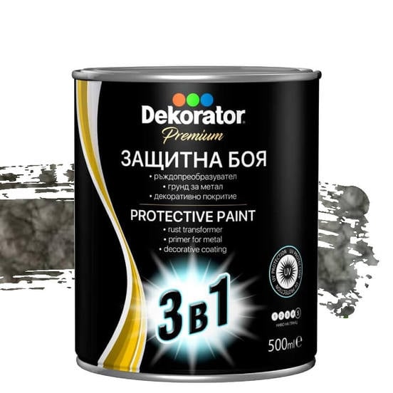 Защитна боя 3 в 1 Декоратор Черен Хамър 0,5л