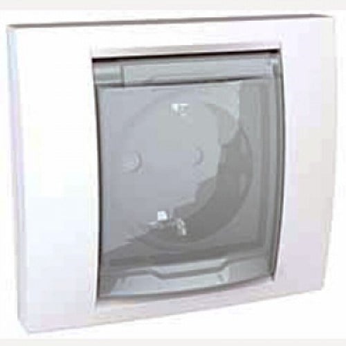 Единичен контакт с капак Schneider Unica Basic U61.037.18 бял IP44 