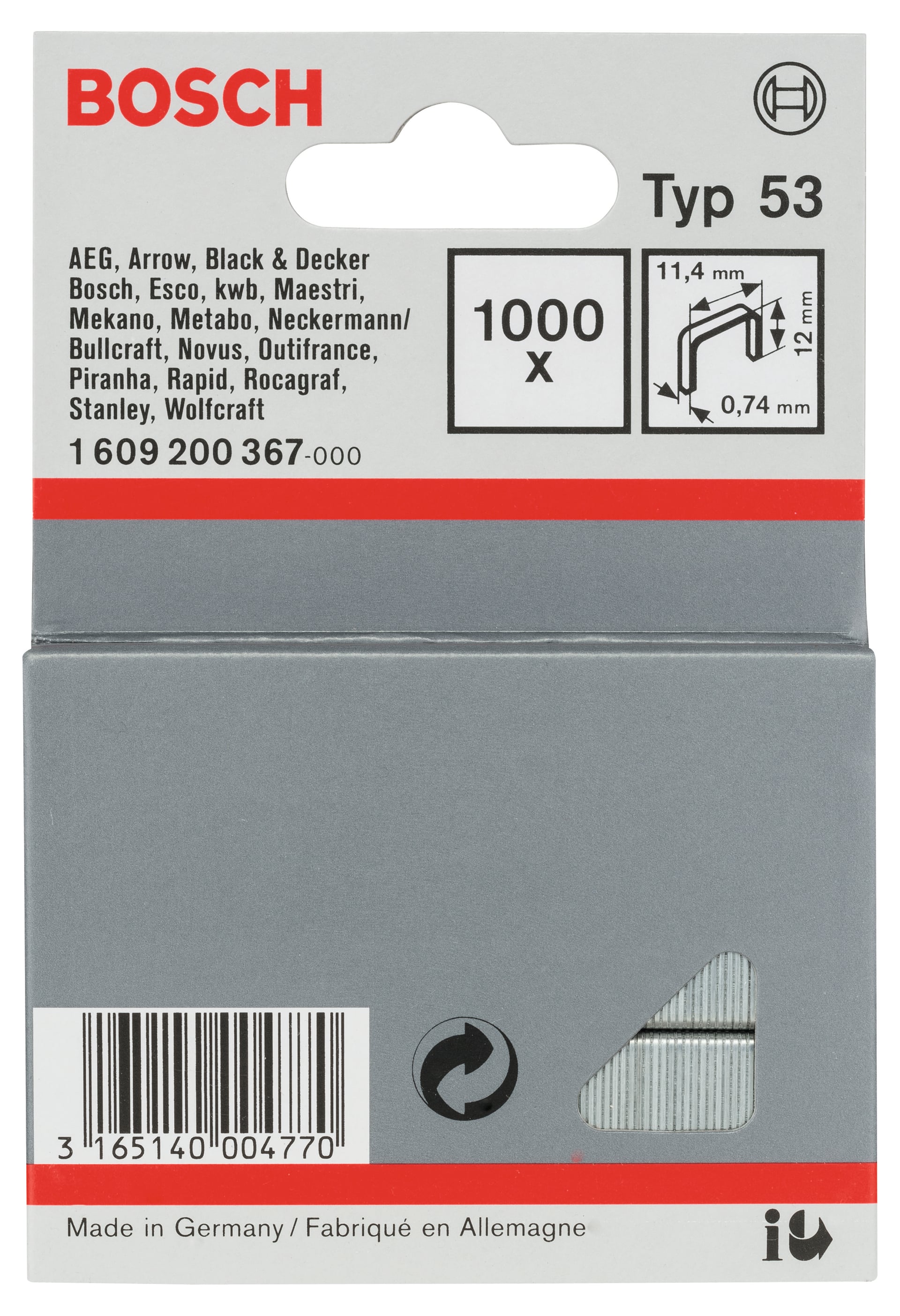 Кламери за телбод Bosch 12/10 1000 броя